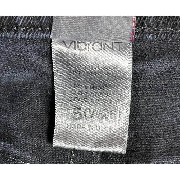 Vibrant M.I.U. Black Distressed Flare Jeans Size 5 or 26 - Picture 5 of 7